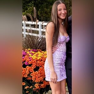 Elegant Lavender Lace Dress